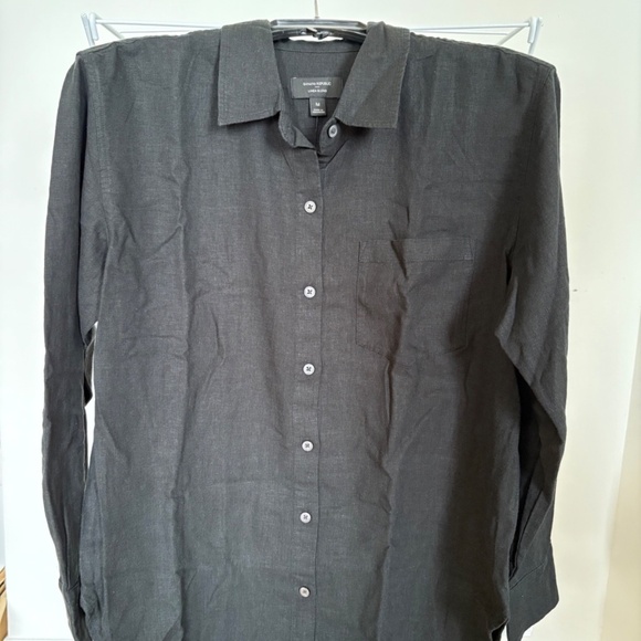 NWT Mens Banana Republic Black Linen Blend Button Down Shirt - Picture 3 of 4